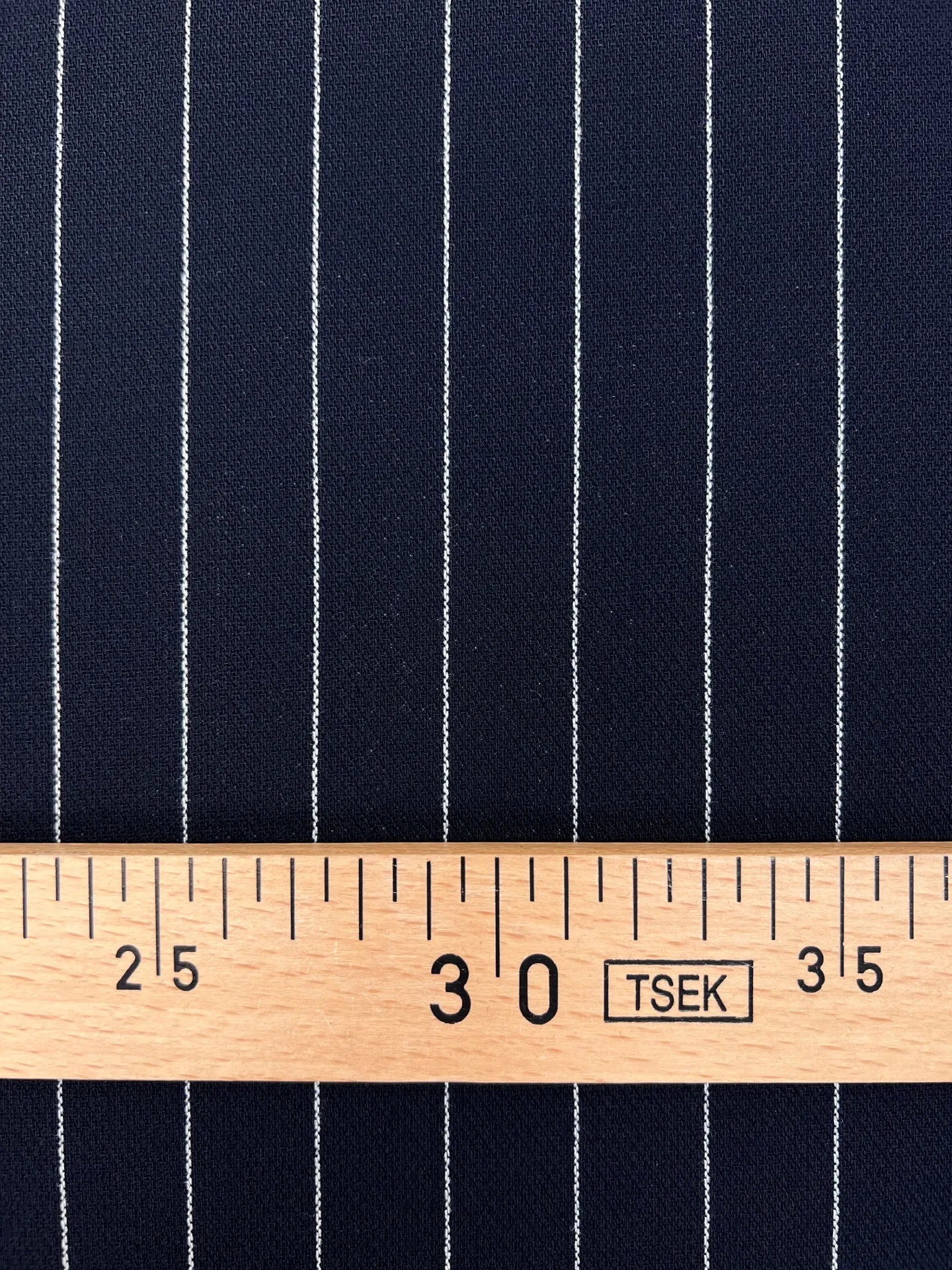 100% wool fabric - dark blue with white stripes 230 g/m²