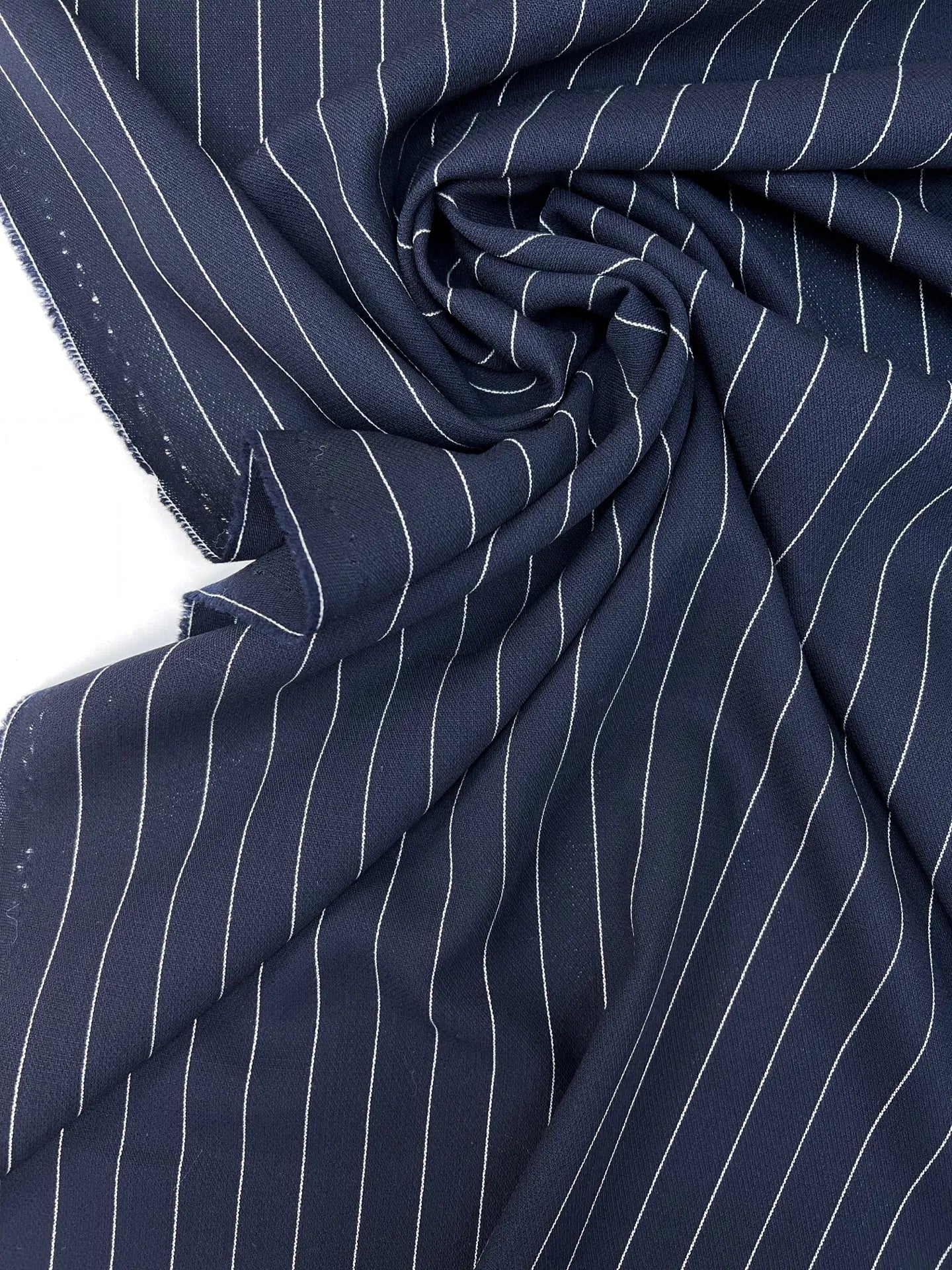 100% wool fabric - dark blue with white stripes 230 g/m²