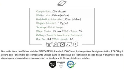 100% Viskozes audums - abstrakts ziedu raksts uz zaļa fona 125 g/m²