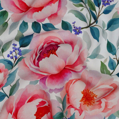 Image avec tissu 100 % viscose - églantines 135 g/m² – disponible chez Šarlotes audumi