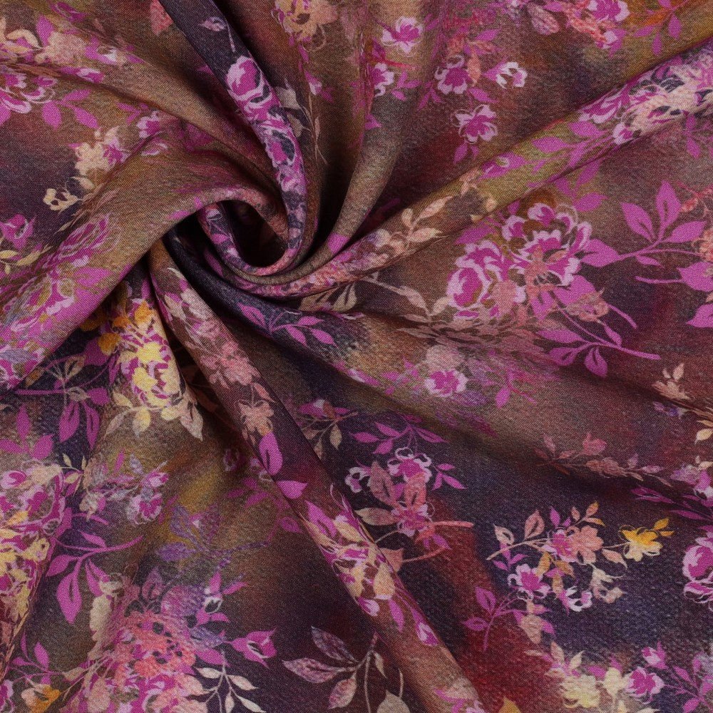Tissu 100 % viscose - motif floral 110 g/m²