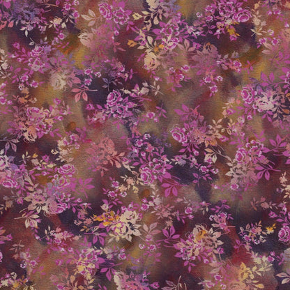 Tissu 100 % viscose - motif floral 110 g/m²