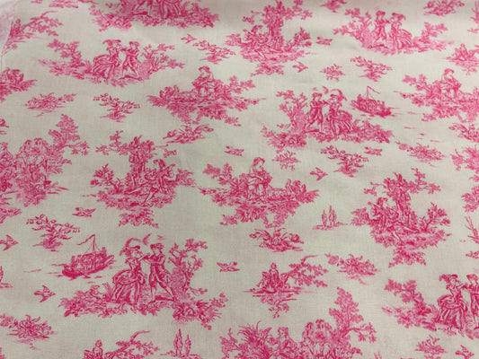 Tissu 100 % viscose - motif porcelaine rose 125 g/m²