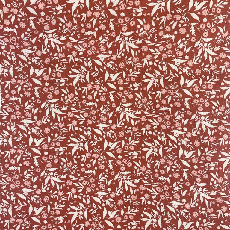 Tissu 100 % viscose - motif floral rose 125 g/m²