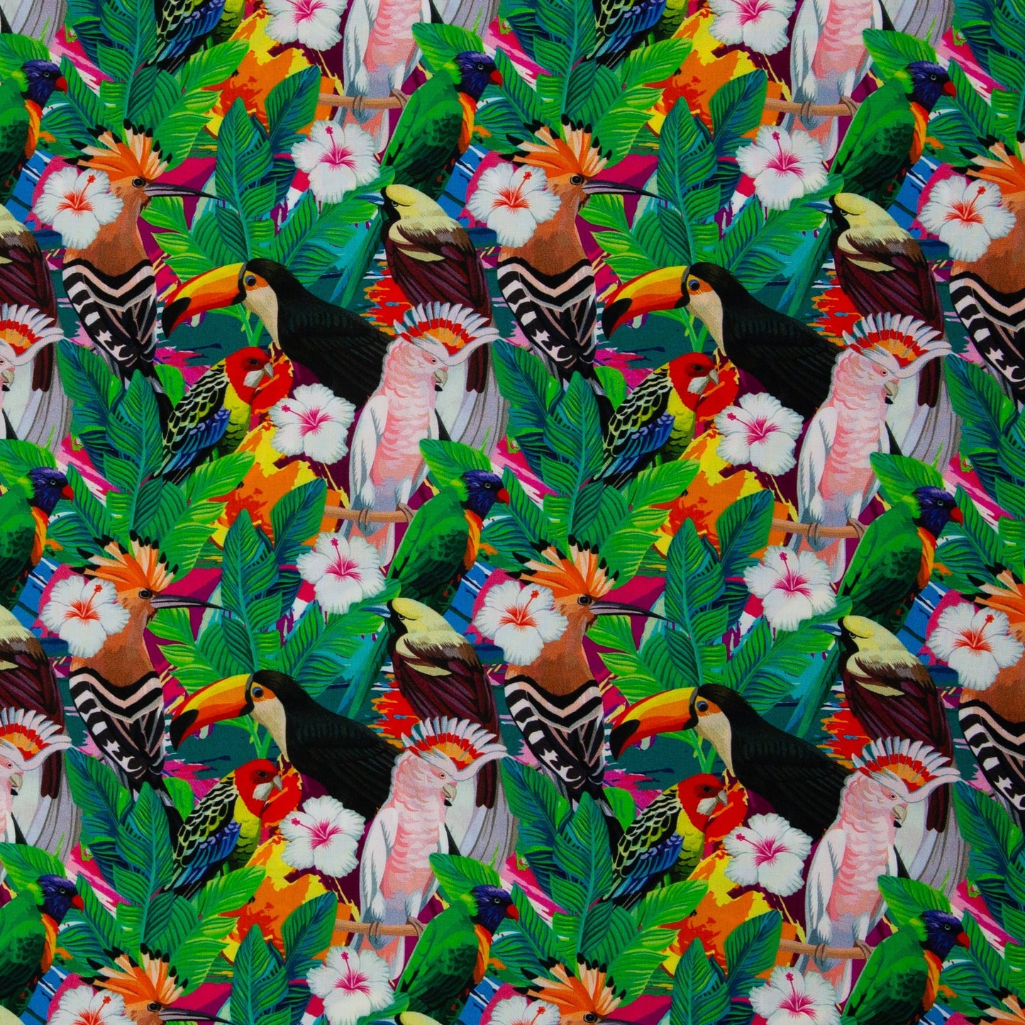 Image du tissu 100 % viscose - carnaval tropical 125 g/m² – disponible chez Šarlotes audumi