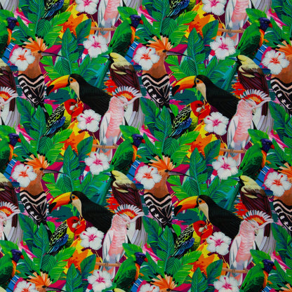 Image du tissu 100 % viscose - carnaval tropical 125 g/m² – disponible chez Šarlotes audumi