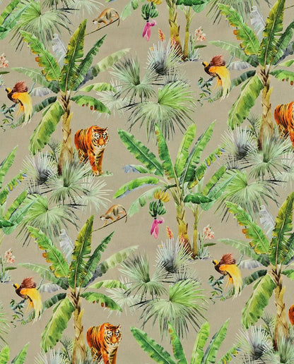 Image en tissu 100 % viscose - paradis tropical, disponible en ligne chez Tissus Charlotte