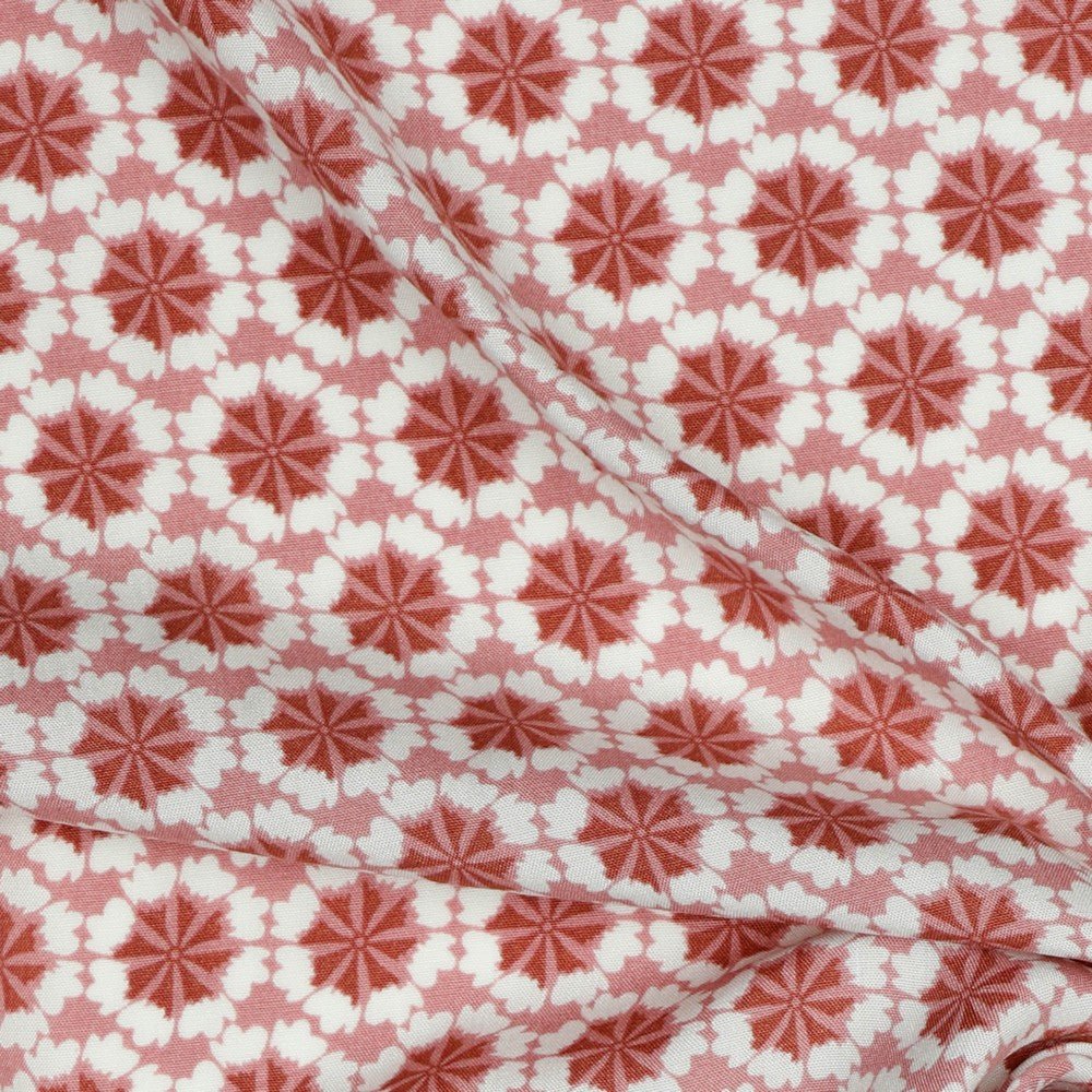Tissu 100 % viscose - motif floral vieux rose 105 g/m²