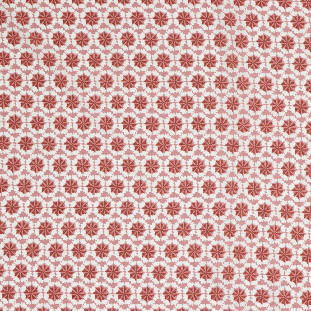Tissu 100 % viscose - motif floral vieux rose 105 g/m²