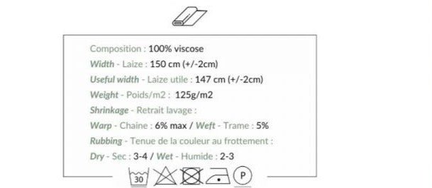 Tissu 100 % viscose - motif floral vert 125 g/m²