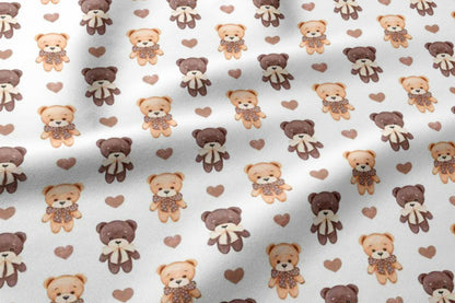 Tissu 100 % coton – ours et cœurs