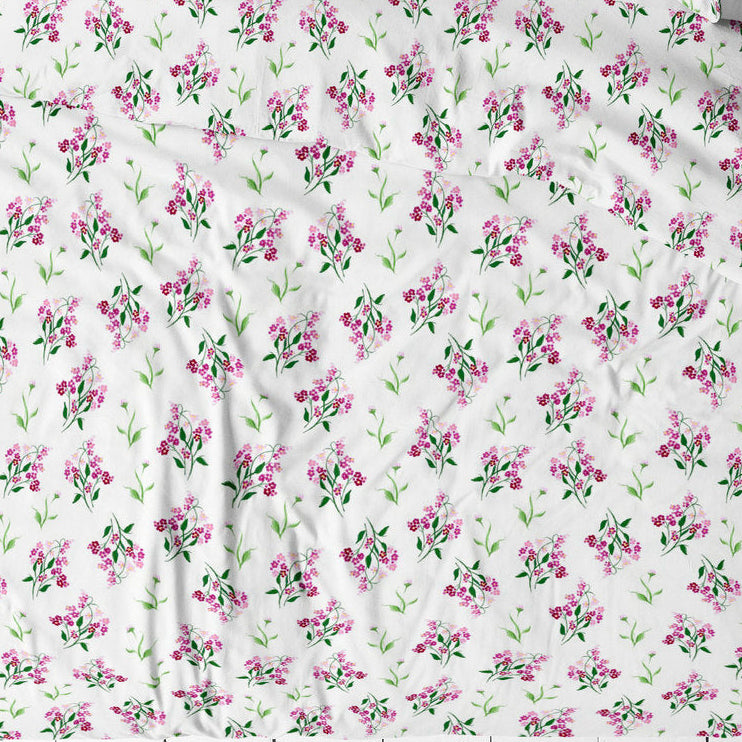 Tissu 100 % coton - myosotis roses 125 g/m²