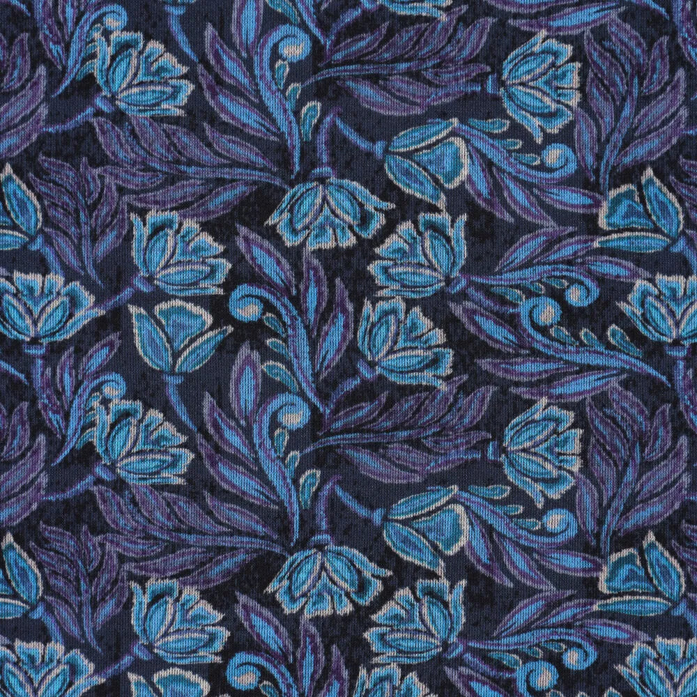 Tissu en maille Punto di Roma – élégant motif bleu