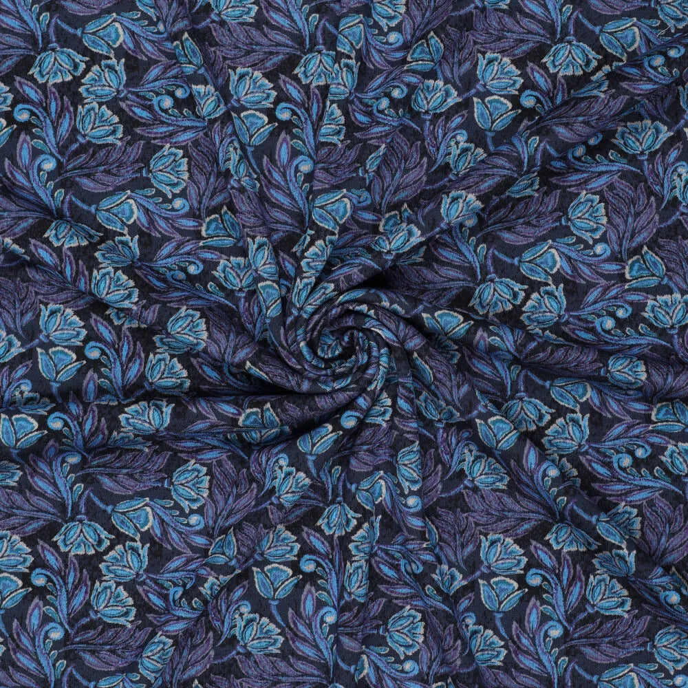 Tissu en maille Punto di Roma – élégant motif bleu