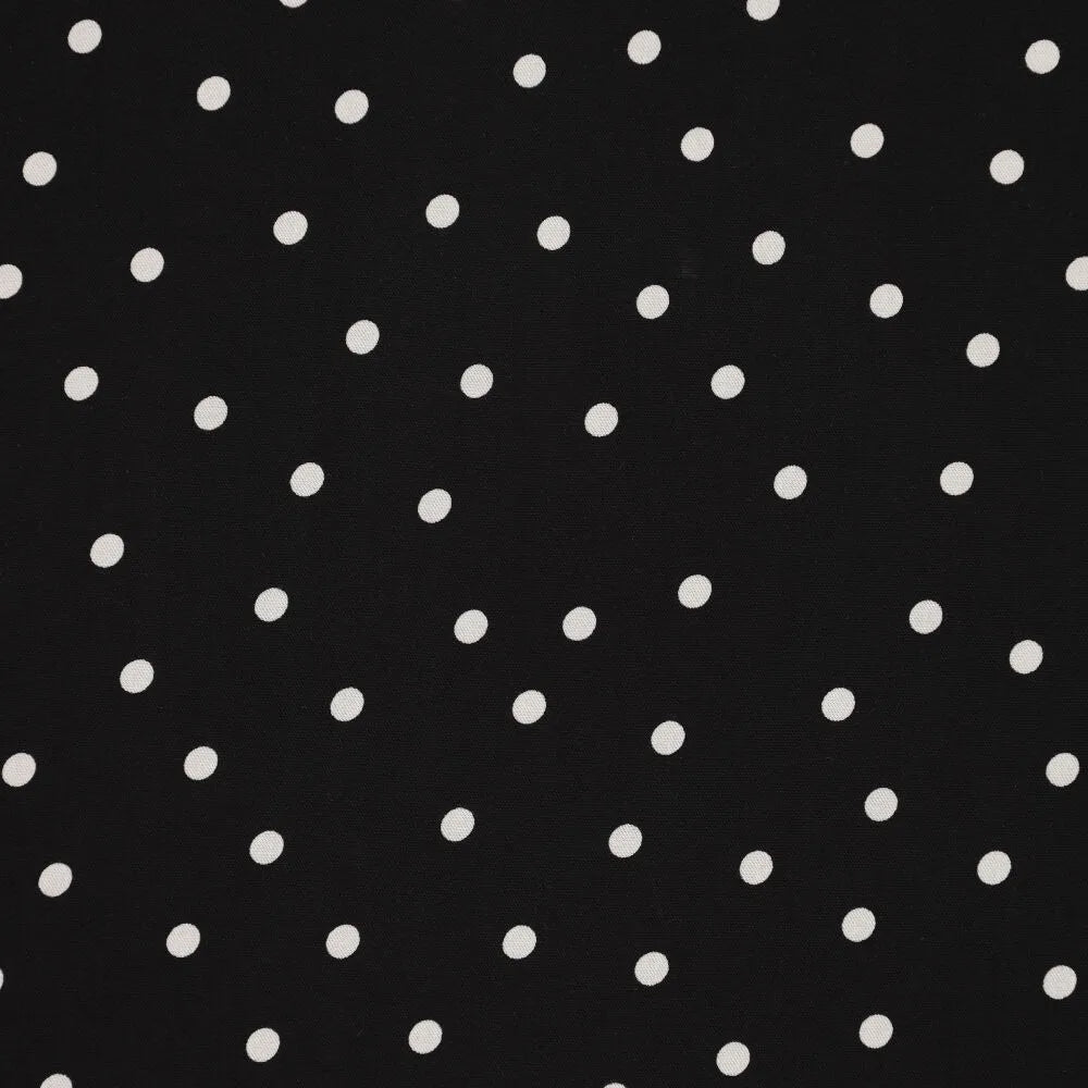 Vichy en viscose avec élasthanne - pois blancs sur fond noir
