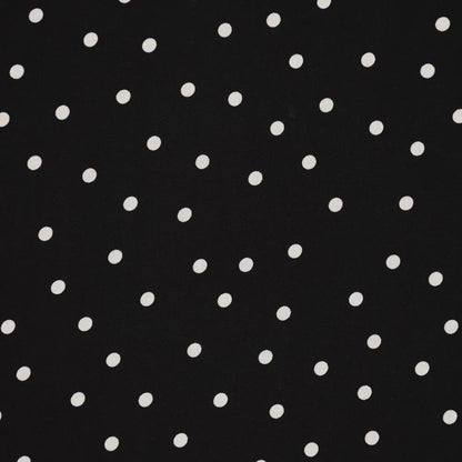 Vichy en viscose avec élasthanne - pois blancs sur fond noir