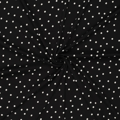 Vichy en viscose avec élasthanne - pois blancs sur fond noir