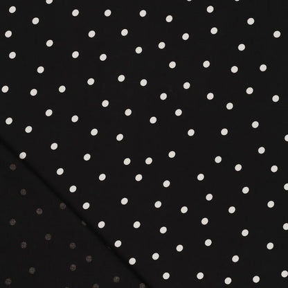 Vichy en viscose avec élasthanne - pois blancs sur fond noir