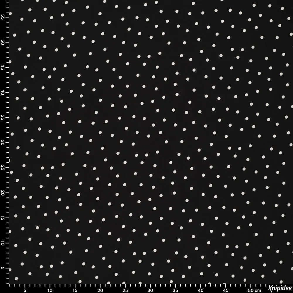 Vichy en viscose avec élasthanne - pois blancs sur fond noir