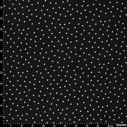 Vichy en viscose avec élasthanne - pois blancs sur fond noir