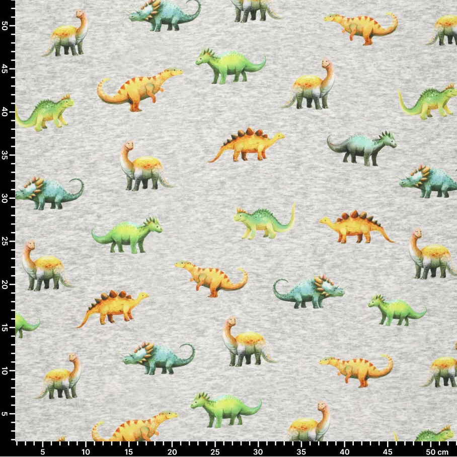 Maille chaude en coton | Alpen dinosaures en polaire sur fond gris