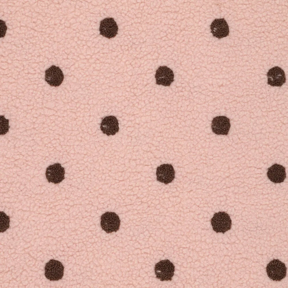 Teddy polaire à pois marron sur fond rose