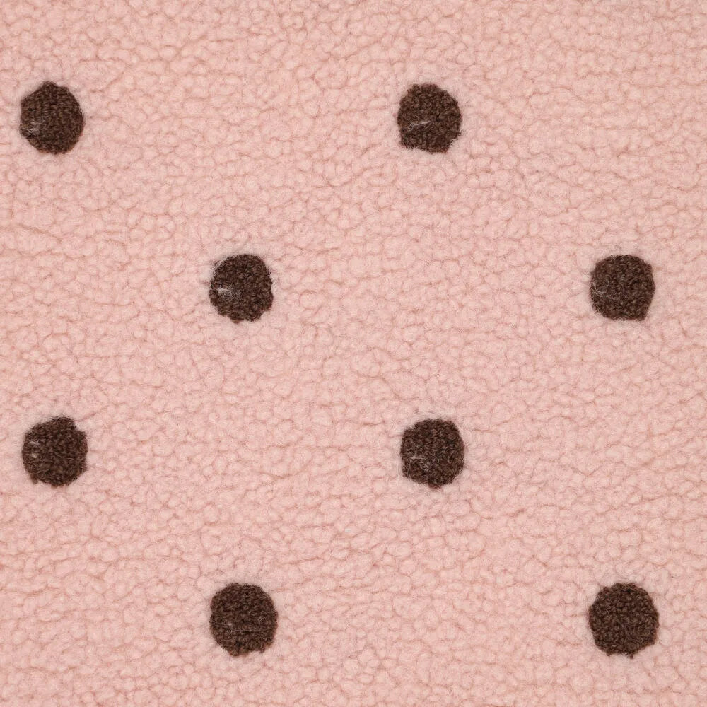 Teddy polaire à pois marron sur fond rose
