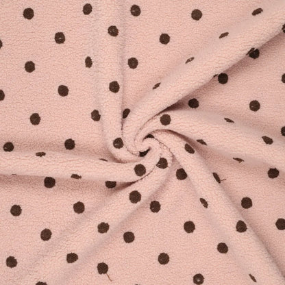 Teddy polaire à pois marron sur fond rose