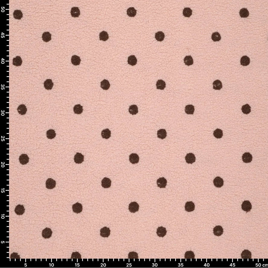 Teddy polaire à pois marron sur fond rose