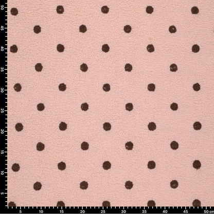 Teddy polaire à pois marron sur fond rose