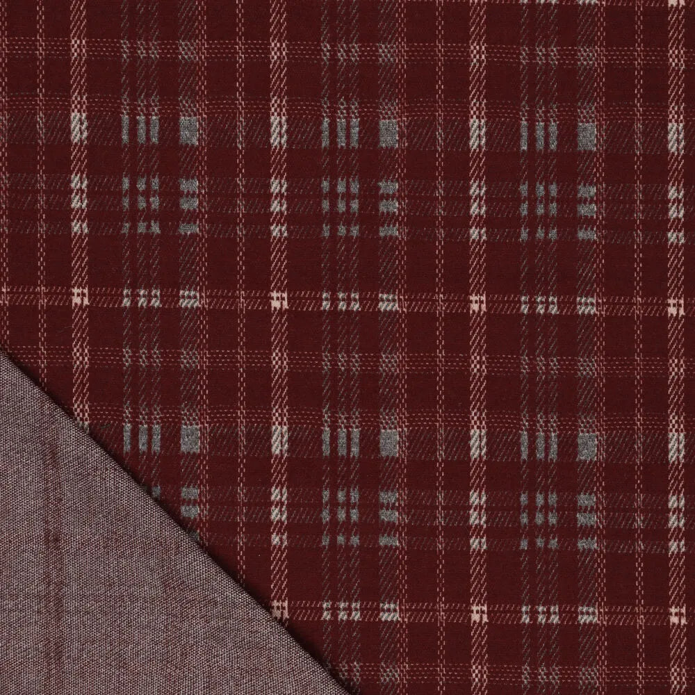 Maille jacquard à carreaux – rouge bordeaux
