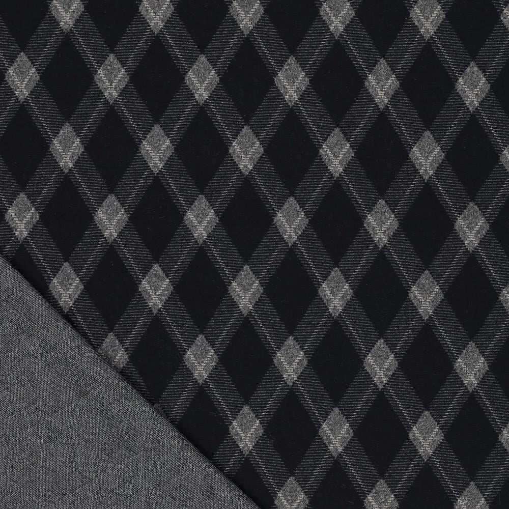 Maille jacquard à carreaux motif losanges – bleu foncé