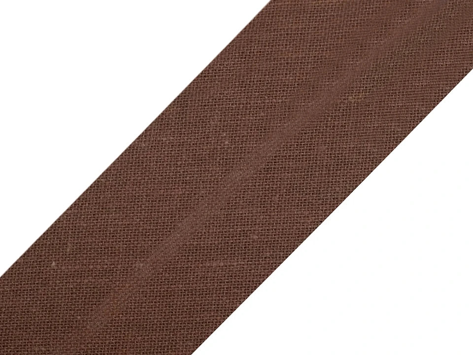 Ruban biais en coton 20 mm - marron