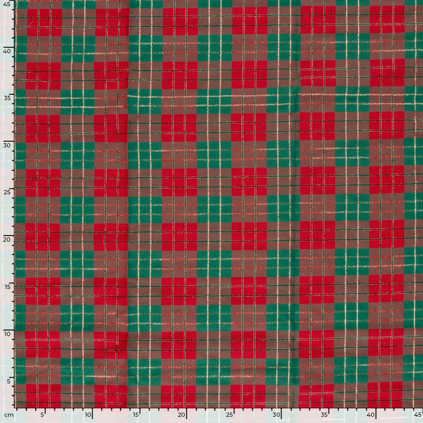 Tissu premium 100 % coton – carreaux de Noël 120 g/m²