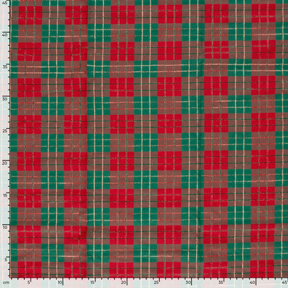 Tissu premium 100 % coton – carreaux de Noël 120 g/m²