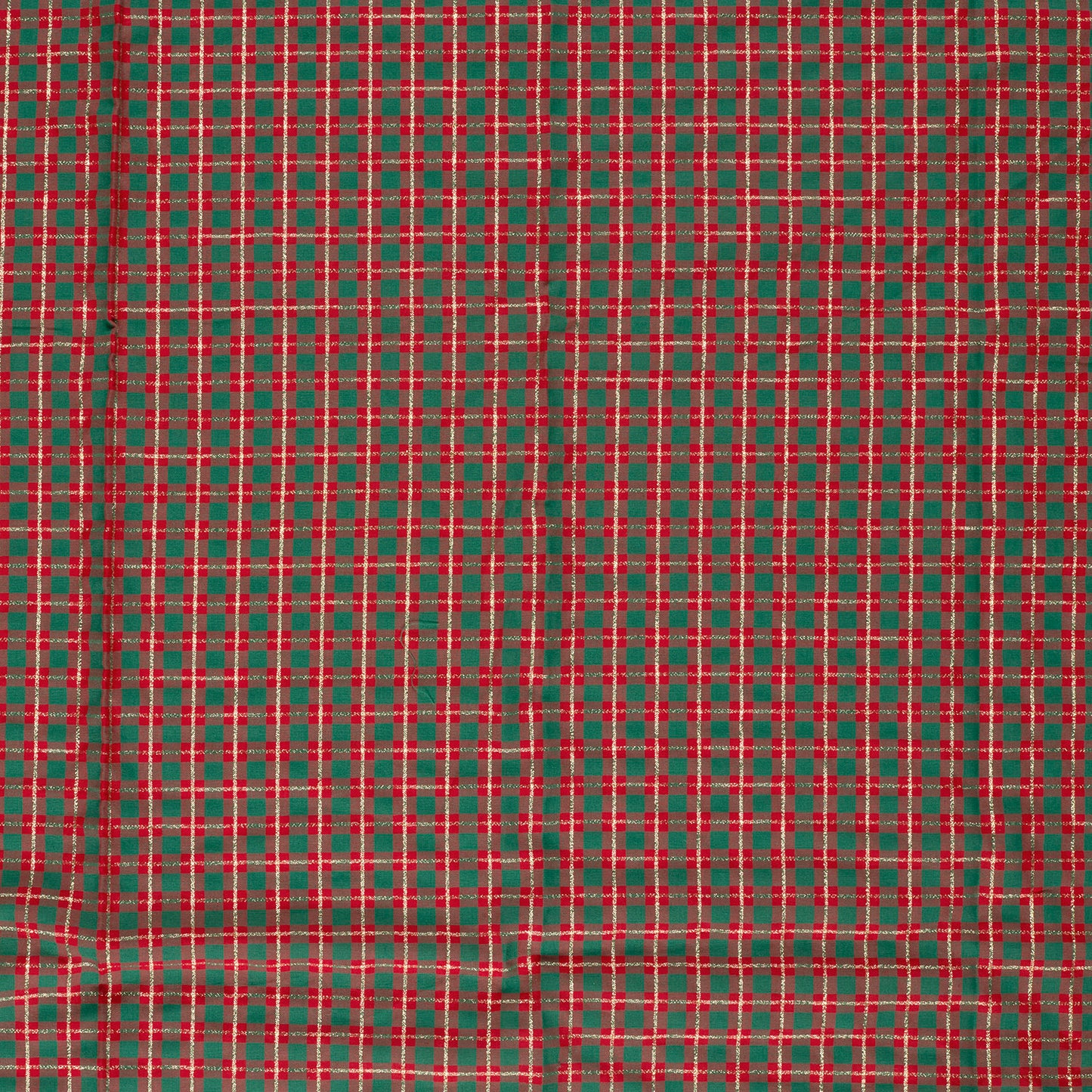 Premium 100% Baumwollstoff – Schottenkaro mit goldenen Akzenten 120 g/m²