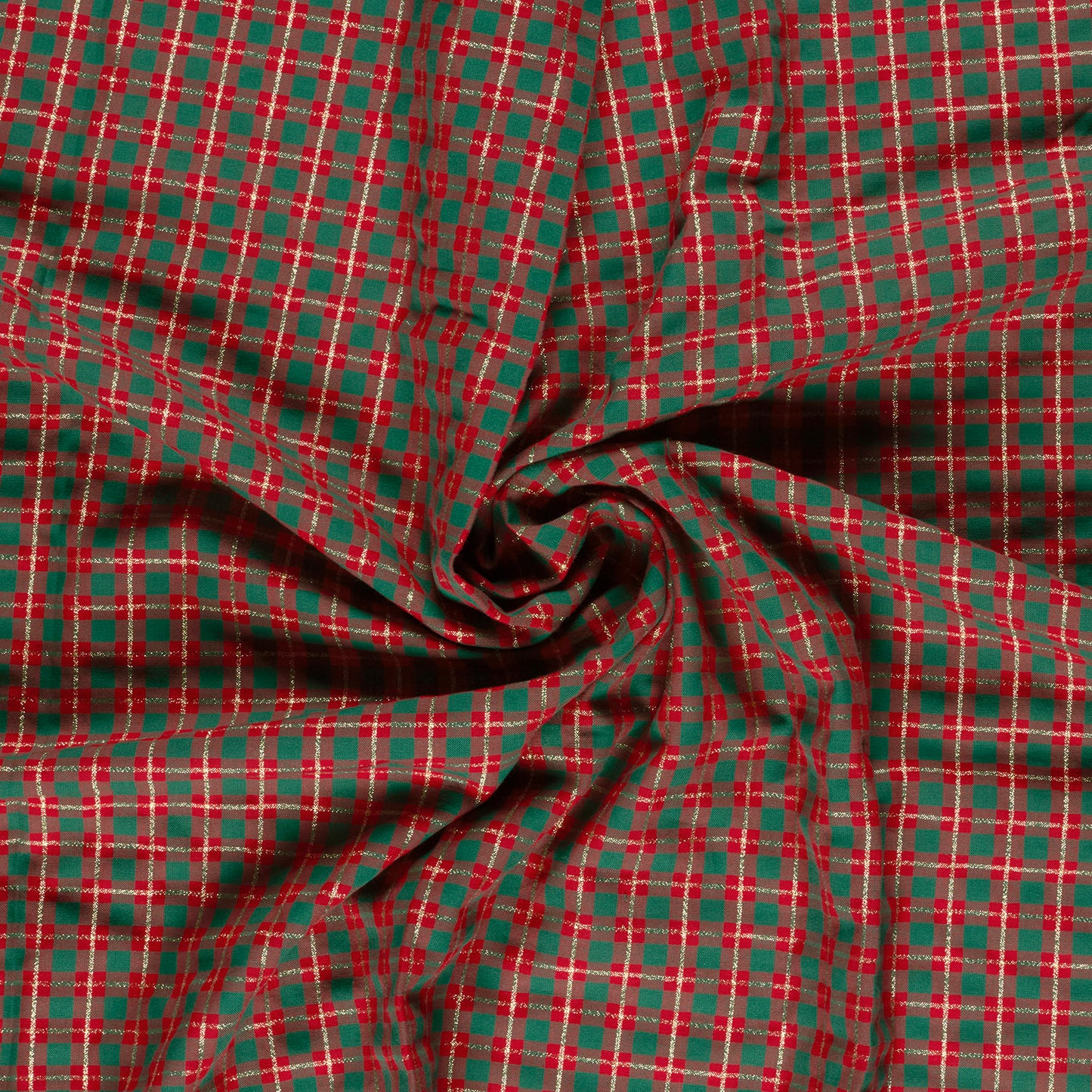 Premium 100% Baumwollstoff – Schottenkaro mit goldenen Akzenten 120 g/m²