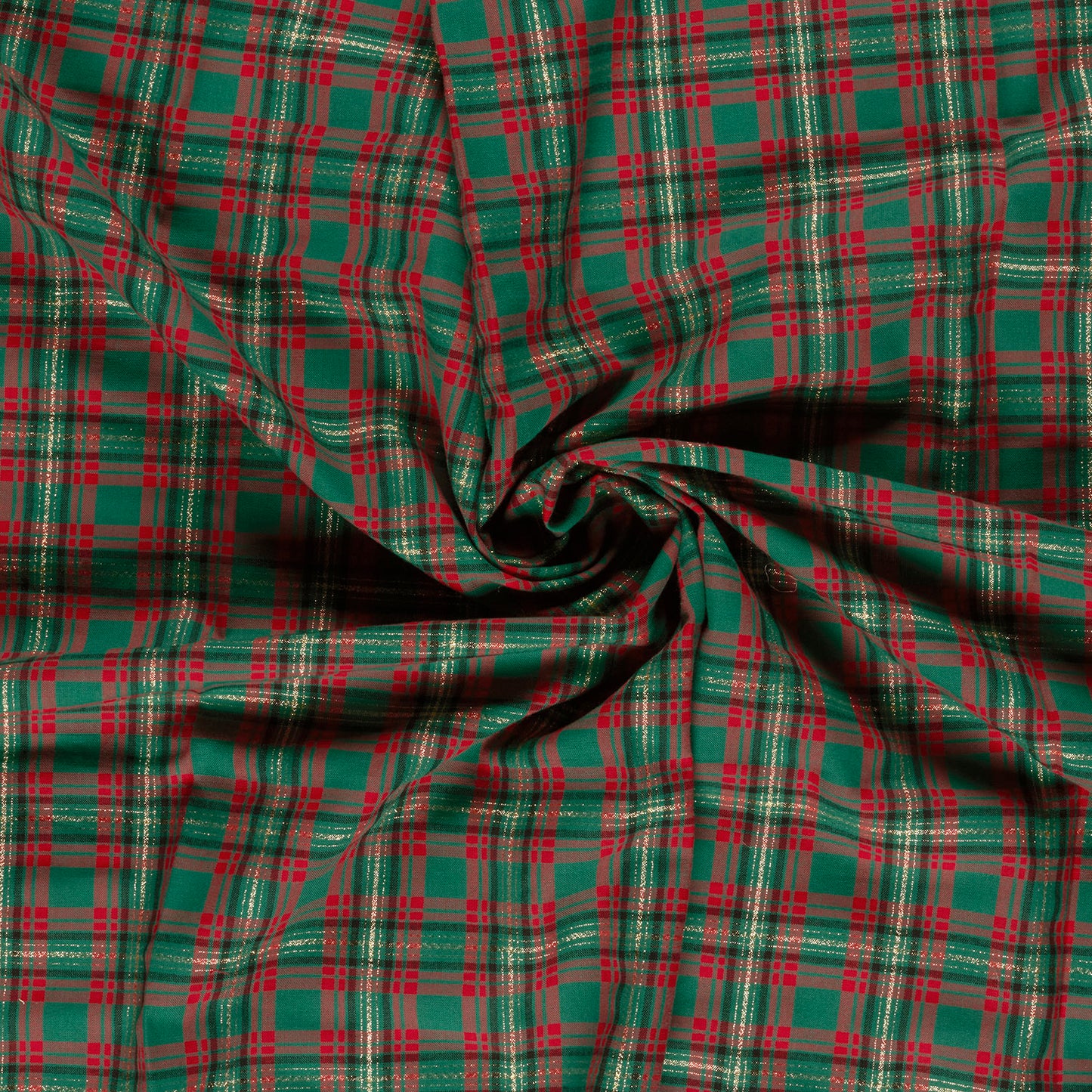 Premium-Baumwollstoff aus 100 % Baumwolle – Karomuster mit Goldschimmer 120 g/m²