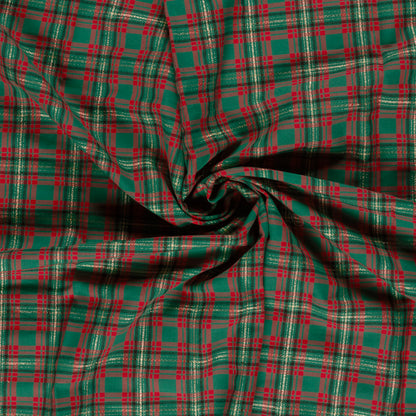 Premium-Baumwollstoff aus 100 % Baumwolle – Karomuster mit Goldschimmer 120 g/m²