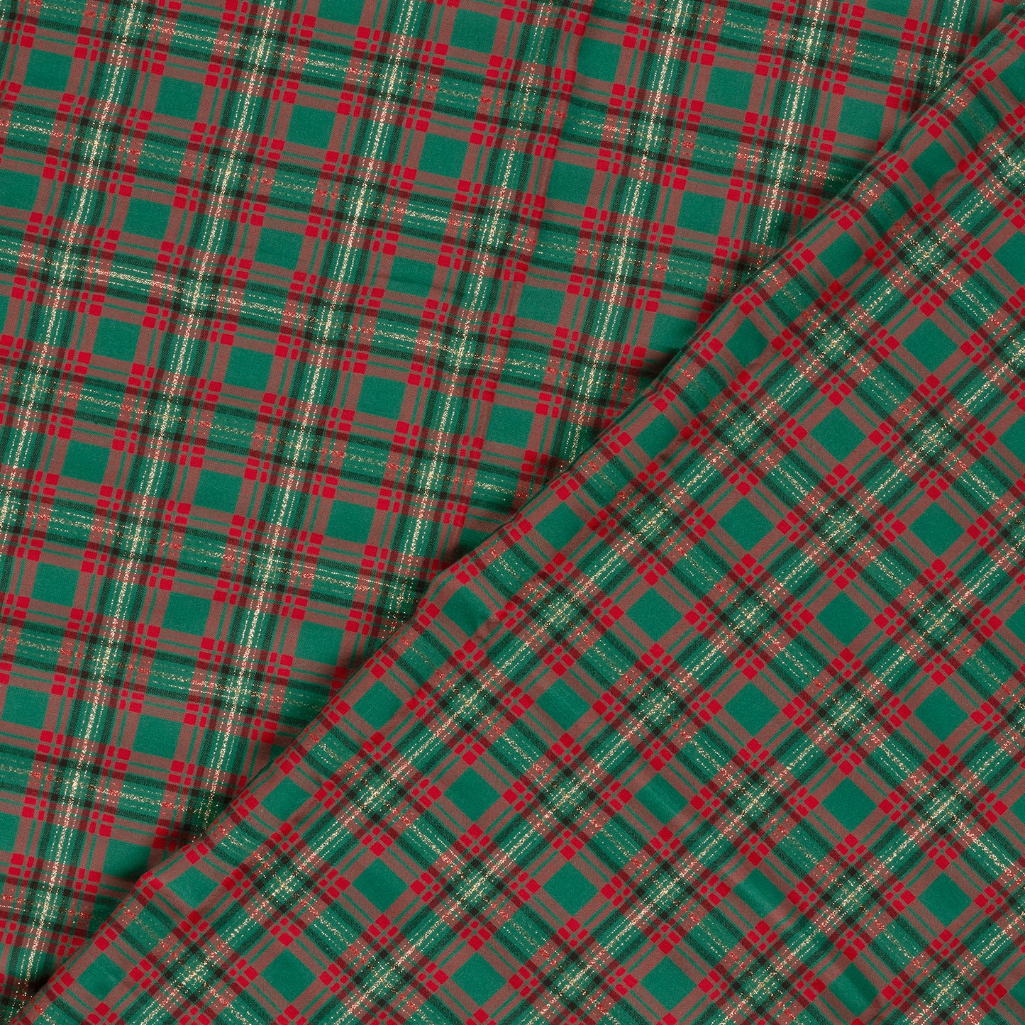 Premium-Baumwollstoff aus 100 % Baumwolle – Karomuster mit Goldschimmer 120 g/m²