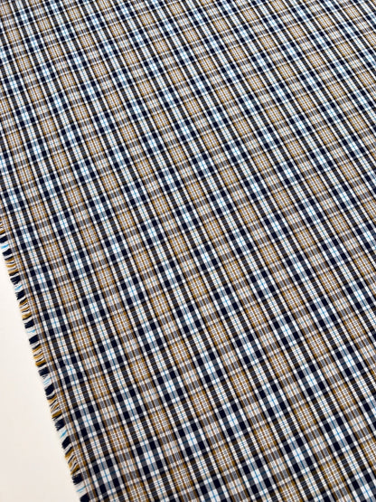 Tissu à carreaux en coton et viscose avec élasthanne, motif multicolore – Italie