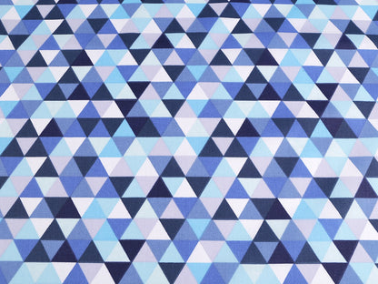 Tissu 100 % coton - triangles bleus 125 g/m²