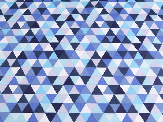Tissu 100 % coton - triangles bleus 125 g/m²