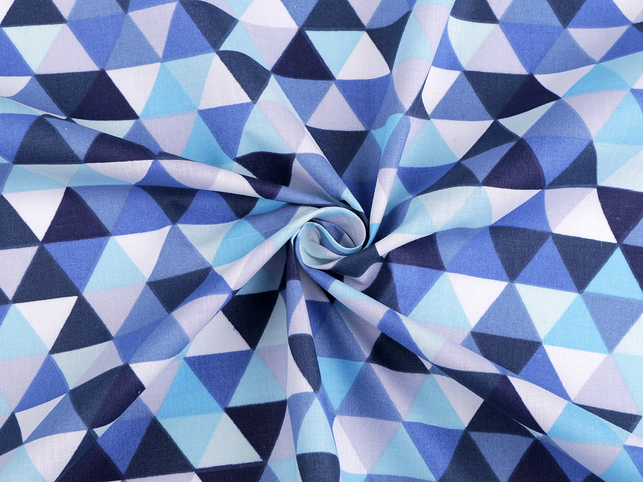 Tissu 100 % coton - triangles bleus 125 g/m²