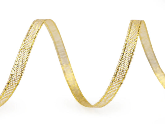 Ruban brocart avec lurex | 6 mm 22,5 m | doré ou argenté