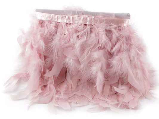 Ruban de finition en plumes de dinde, rose pâle (paquet de 50 cm)