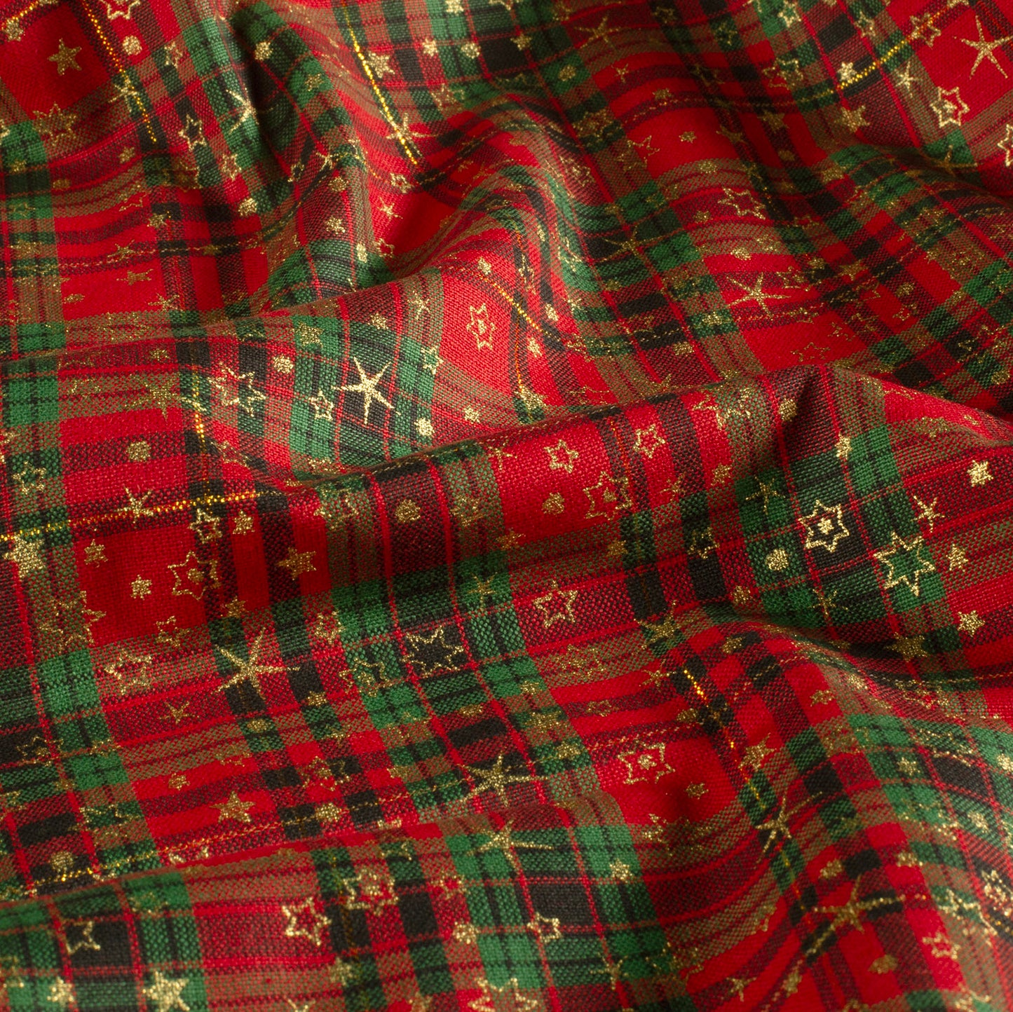 Premium 100% Baumwollstoff – rot kariert mit Sternchen