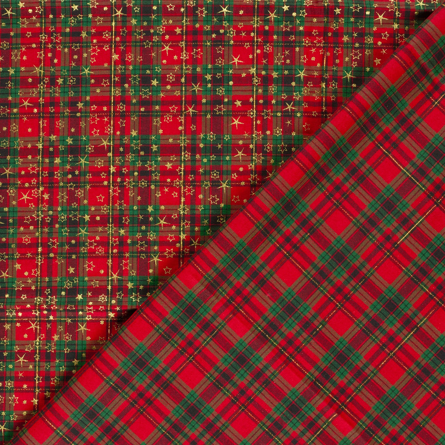 Premium 100% Baumwollstoff – rot kariert mit Sternchen
