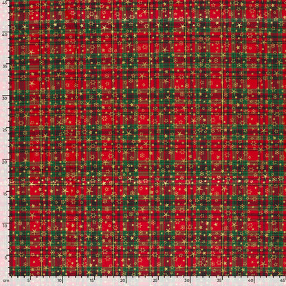 Premium 100% Baumwollstoff – rot kariert mit Sternchen