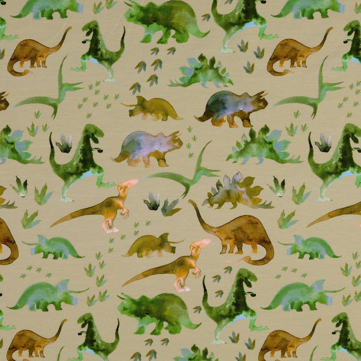 Baumwolljersey mit Dinosauriern
